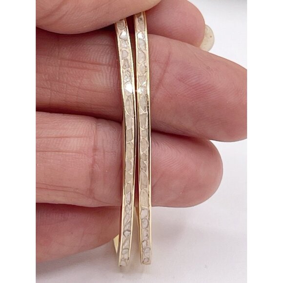 Zoya India 925 Sterling Silver Gold Vermeil Oval Hoop Earrings Iridescent Inlay - Picture 6 of 14